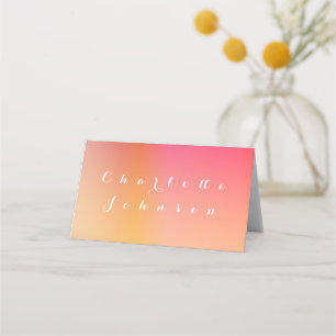 Wedding Modern Sunset Ombre Name Meal Choice Place Card