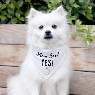 Wedding MOM SAID YES Modern Script Custom Dog Pet Bandana Collar