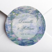 Wedding Monet Floral Water Lilies Elegant Script
