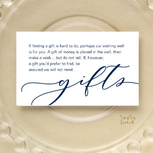 Wedding Monetary Gift Registry, Classy Navy Blue Enclosure Card