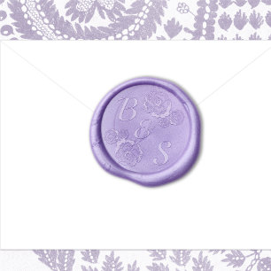 Wedding Mongram & Triple Roses Decoration Wax Seal Sticker