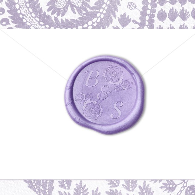 Wedding Mongram & Triple Roses Decoration  Wax Seal Sticker (Creator Uploaded)