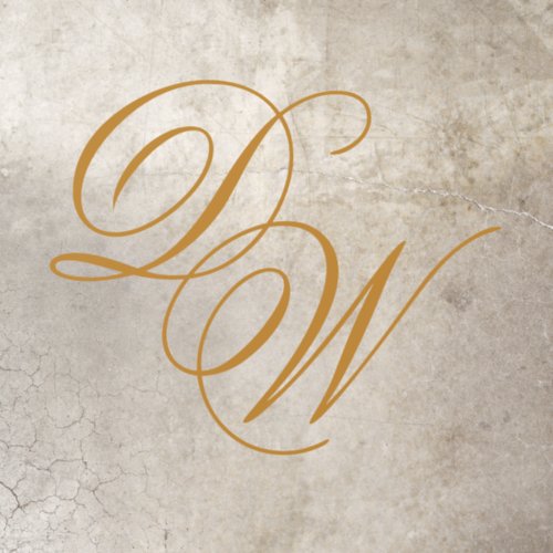 Wedding Monogram 2 Initials Elegant Script Golden  Floor Decals