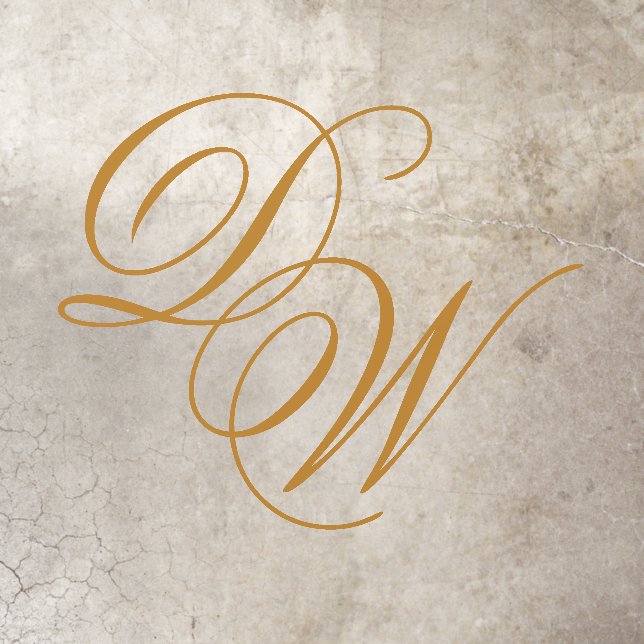 Wedding Monogram 2 Initials Elegant Script Golden  Floor Decals (Insitu)