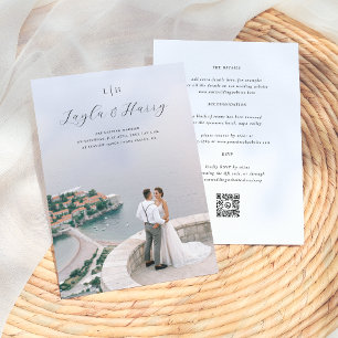 Wedding Monogram All In One QR Code Photo Invitation