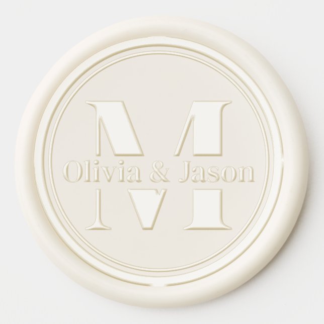 Wedding Monogram and names Wax Seal Sticker (Front)