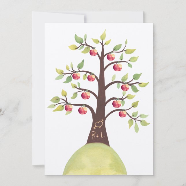 Wedding Monogram Apple Tree Orchard Country Invite (Front)