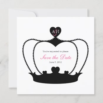 Wedding Monogram B&w Save The Date Announcement by mazarakes at Zazzle