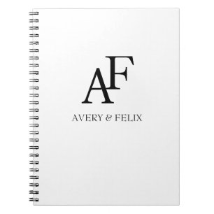 Wedding Monogram Black and White Elegant Guest Notebook