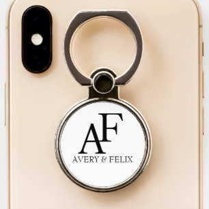Wedding Monogram Black and White Elegant Guest Phone Ring Stand