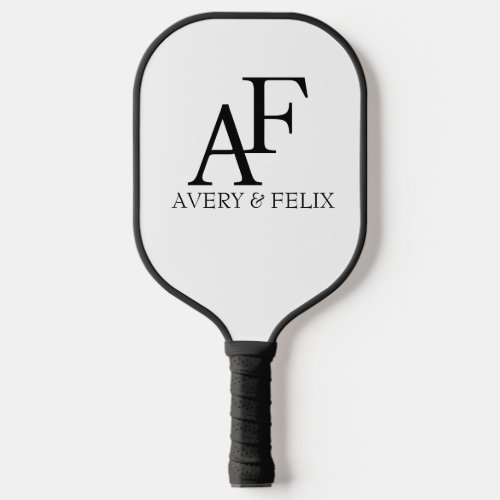 Wedding Monogram Black and White Elegant Guest Pickleball Paddle