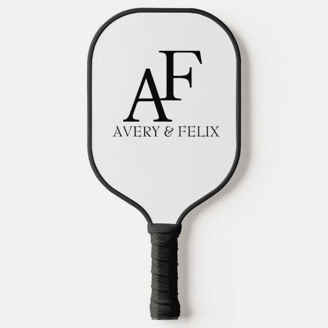 Wedding Monogram Black and White Elegant Guest Pickleball Paddle (Front)