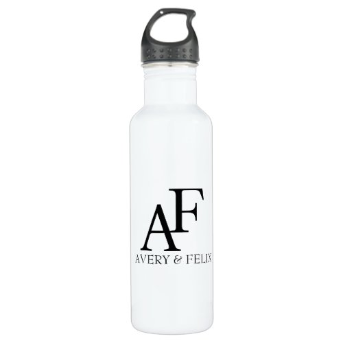 Wedding Monogram Black and White Elegant Guest Stainless Steel Water Bottle