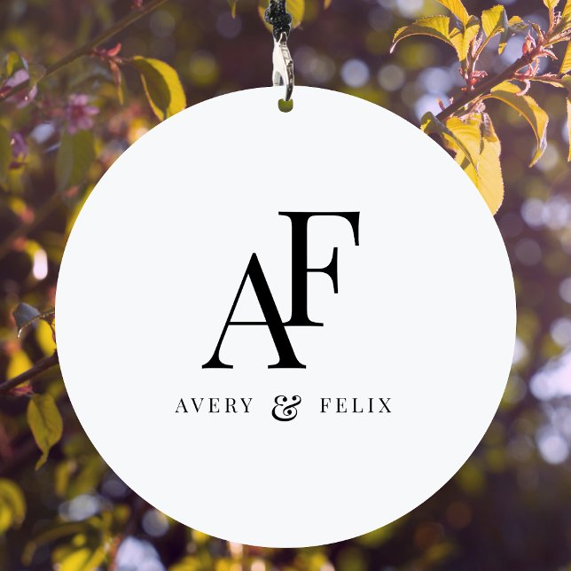 Wedding Monogram Black and White Elegant Simple Wind Chime (Creator Uploaded)