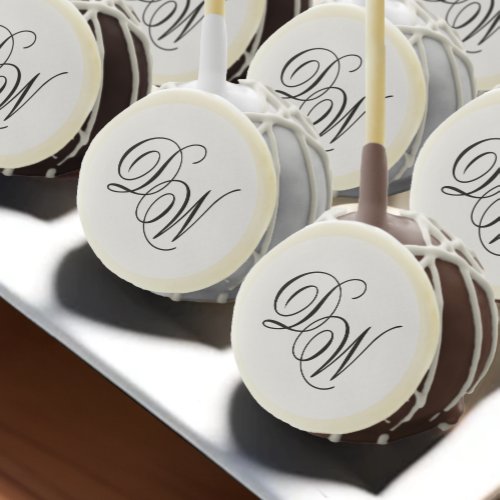 Wedding Monogram Black and White Simple Minimalist Cake Pops