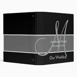 Wedding Monogram Black Planner Keepsake Binder