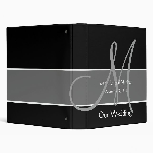 Wedding Monogram Black Planner Keepsake Binder (Background)
