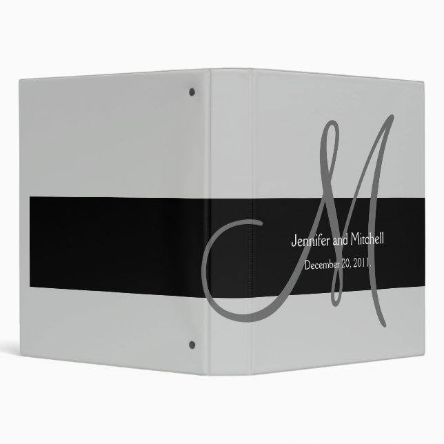 Wedding Monogram Black Planner Keepsake Binder (Background)