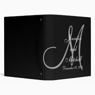 Wedding Monogram Black Planner Keepsake Binder