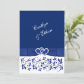 Wedding | Monogram | Blue and White | Floral Invitation (Standing Front)