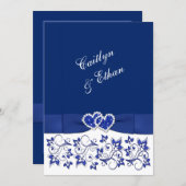 Wedding | Monogram | Blue and White | Floral Invitation (Front/Back)