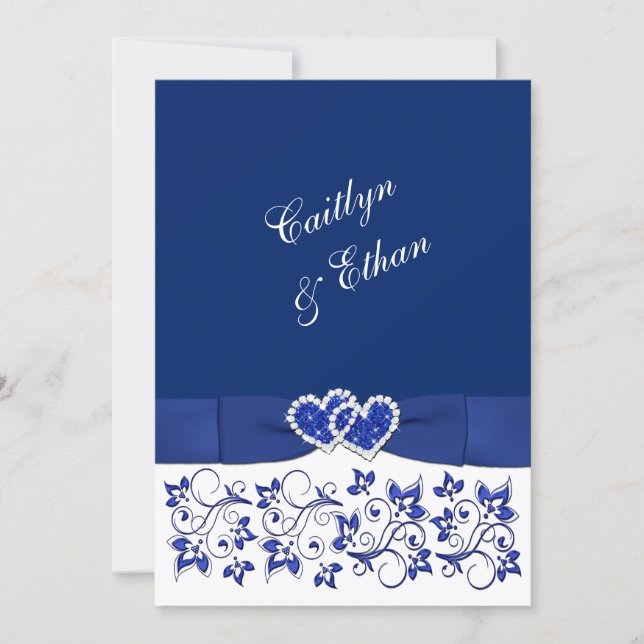 Wedding | Monogram | Blue and White | Floral Invitation (Front)