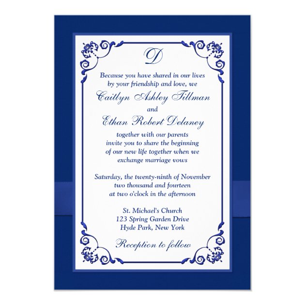 Wedding | Monogram | Blue, White | Floral | PHOTO Card