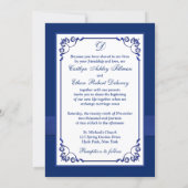 Wedding | Monogram | Blue, White | Floral | PHOTO Invitation (Back)