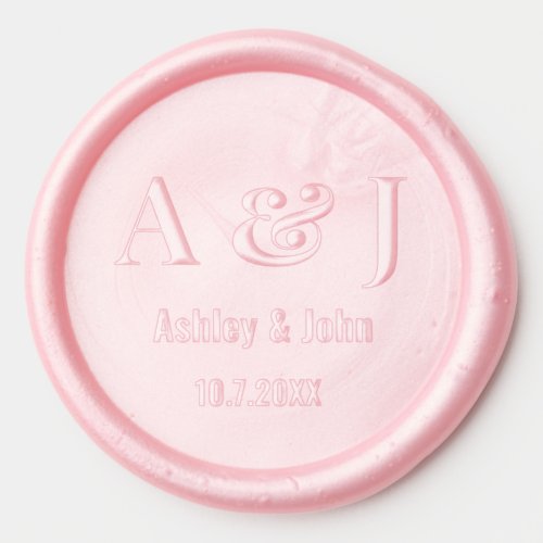 Wedding Monogram Blush Wax Seal Sticker