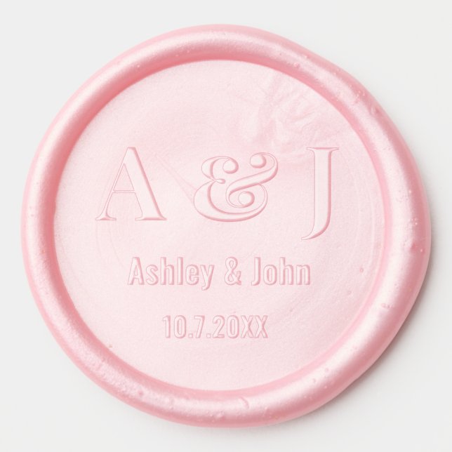 Wedding Monogram Blush Wax Seal Sticker (Front)