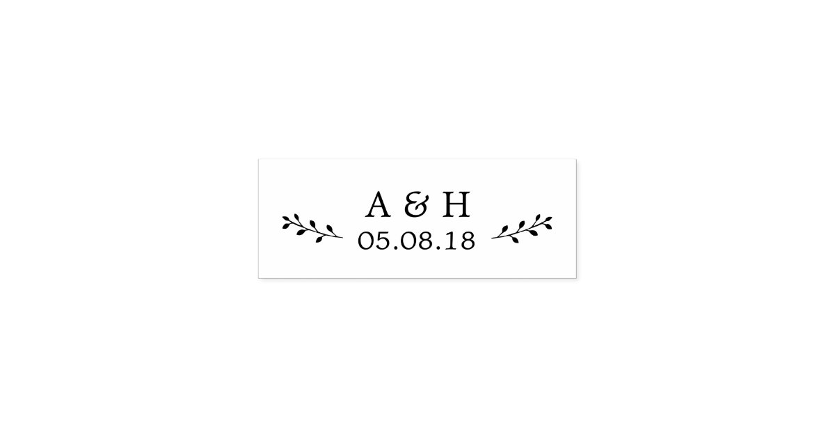 Wedding Monogram Botanical Rubber Stamp | Zazzle