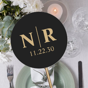 Wedding Monogram Bride And Groom Initials Classic Round Sticker