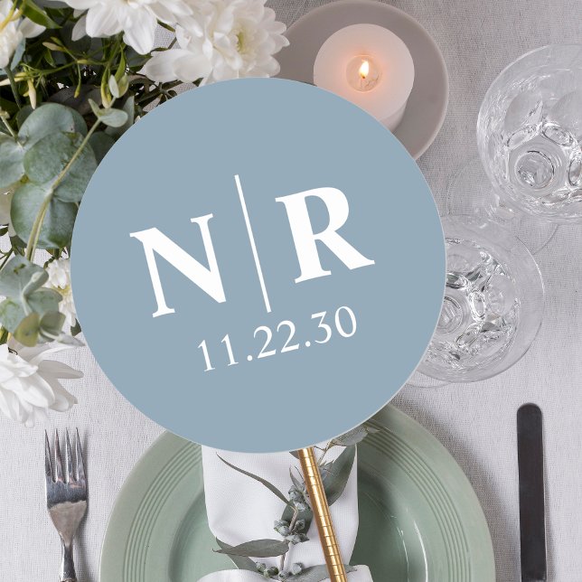 Wedding Monogram Bride And Groom Initials Classic Round Sticker (Creator Uploaded)