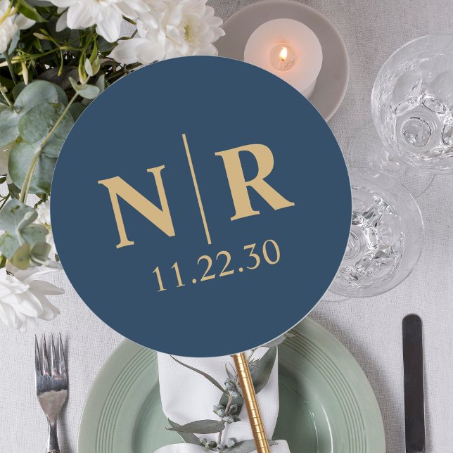 Wedding Monogram Bride And Groom Initials Classic Round Sticker (Creator Uploaded)