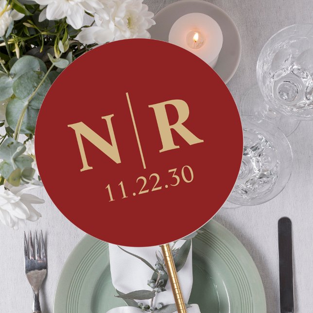 Wedding Monogram Bride And Groom Initials Classic Round Sticker (Creator Uploaded)