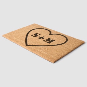 Wedding Monogram Bride and Groom Initials Custom Fiber Doormat