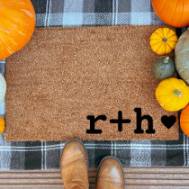 Wedding Monogram Bride and Groom Initials Custom Fiber Doormat