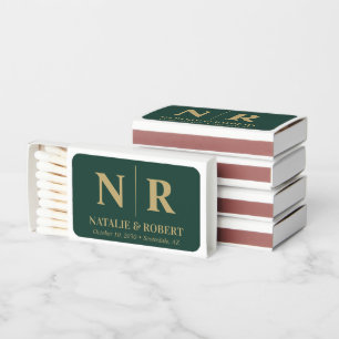 Wedding Monogram Bride and Groom Initials Elegant Matchboxes