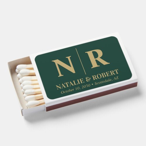 Wedding Monogram Bride and Groom Initials Elegant  Matchboxes