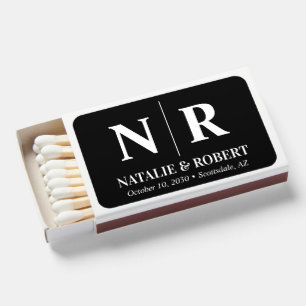 Wedding Monogram Bride and Groom Initials Elegant  Matchboxes