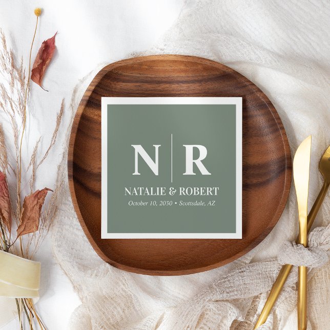 Wedding Monogram Bride And Groom Initials Elegant Napkins (Creator Uploaded)