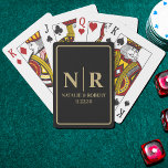 Wedding Monogram Bride And Groom Initials Poker Cards<br><div class="desc">Make your wedding day even more special with our Black and Gold Wedding Monogram Bride And Groom Initials Playing Cards. Crafted with elegance and sophistication in mind, these playing cards feature a minimalist wedding monogram design that exudes timeless charm. The sleek black background paired with luxurious gold accents creates a...</div>