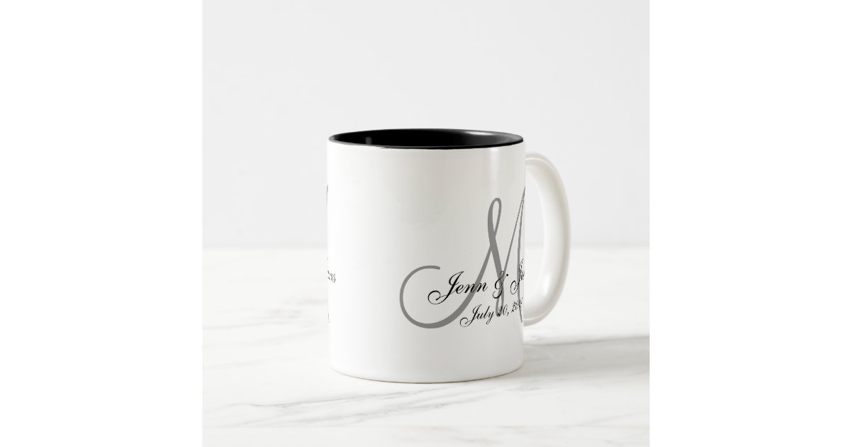 Wedding Monogram Bride Groom Date Coffee Mug | Zazzle