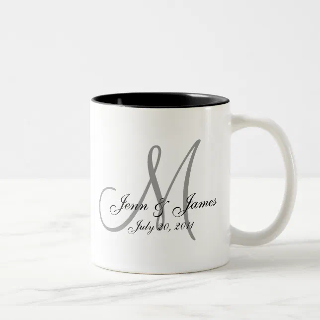 Wedding Monogram Bride Groom Date Coffee Mug | Zazzle