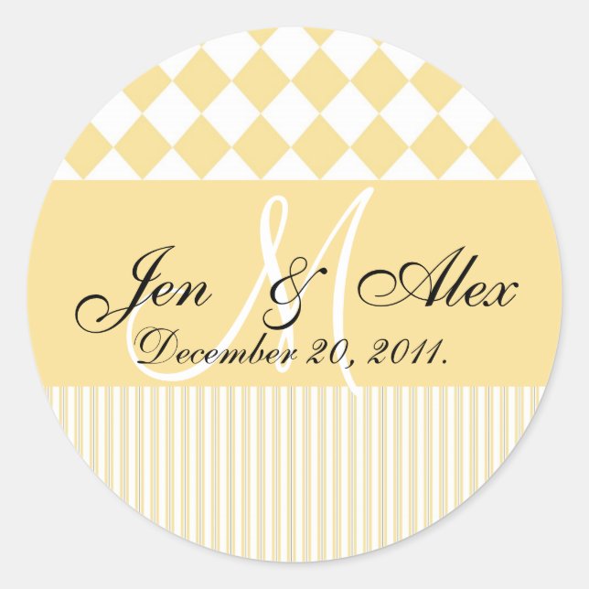 Wedding Monogram Bride Groom Date Seal Yellow (Front)