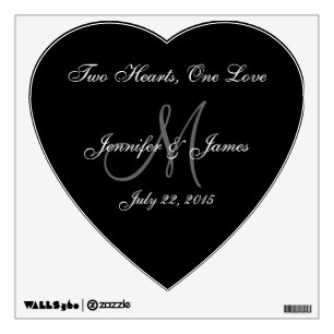 Wedding Monogram Bride Groom Name Heart Wall Decal