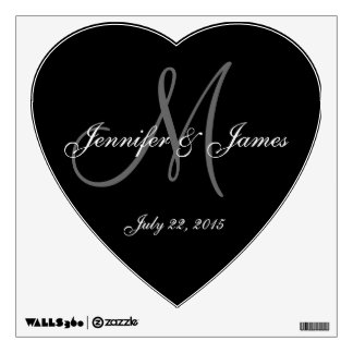 Wedding Monogram Bride Groom Name Heart Wall Decal