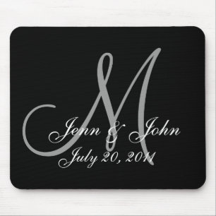 Wedding Monogram Bride Groom Names Date  Mouse Pad