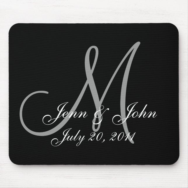 Wedding Monogram Bride Groom Names Date  Mouse Pad (Front)