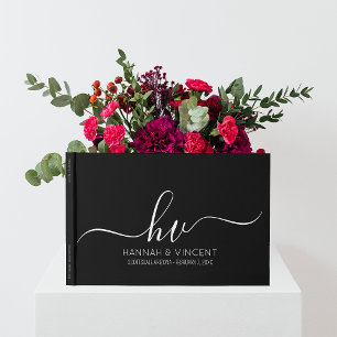 Wedding Monogram Calligraphy Script Minimal Chic Guest Book